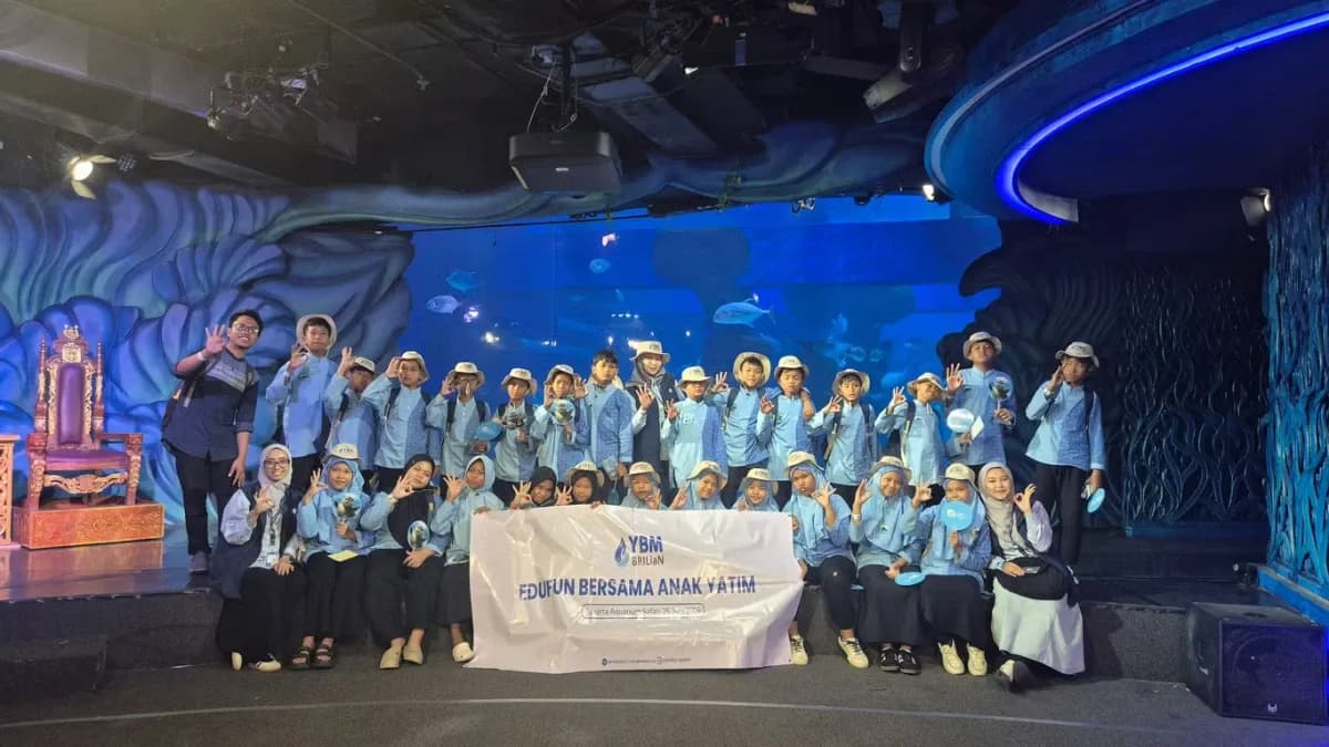 Tebar Kebahagiaan di Bulan Muharam, YBM BRI RO Jakarta 1 Ajak Anak Yatim Belajar dan Berwisata Edukatif di Jakarta Aquarium Safari